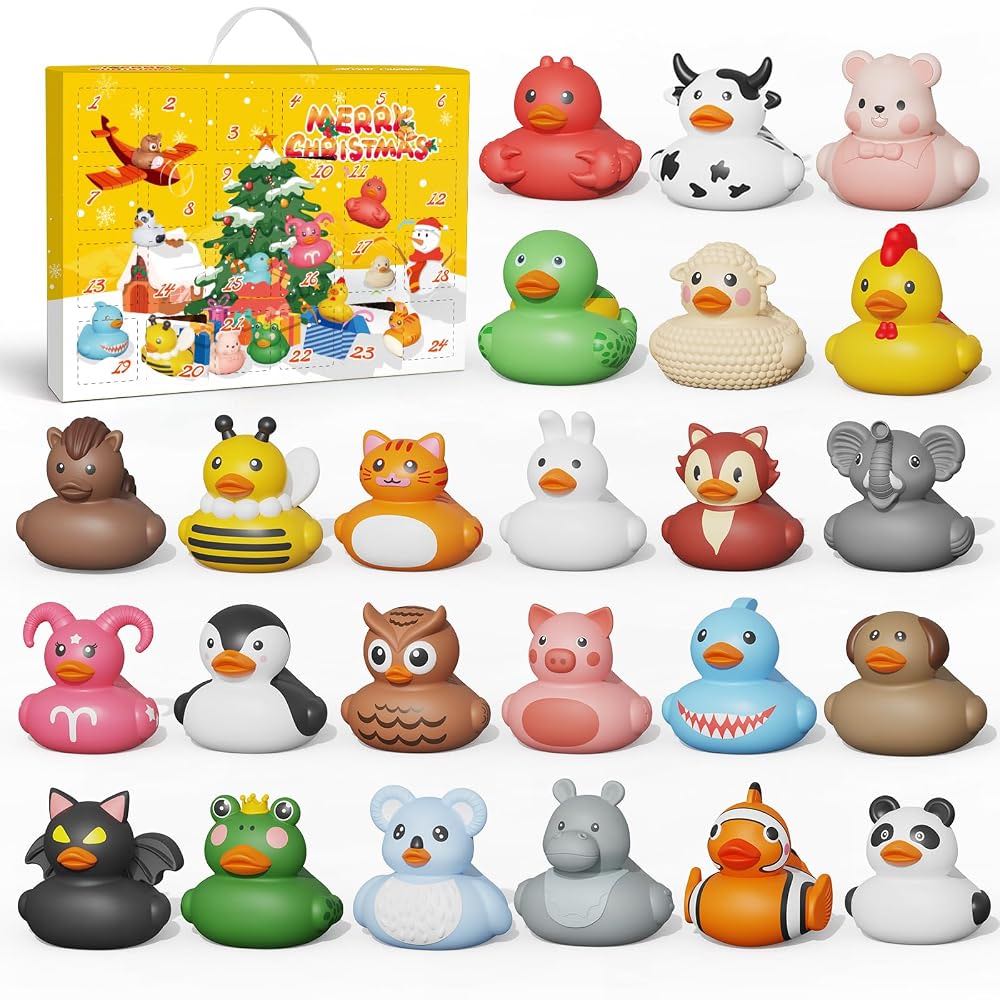 Advent Calendar Boys & Girls, 24 Days Christmas Countdown Calendar, Rubber Ducks Bath Toys, Toys for Toddler, Christmas & Birthday Gifts