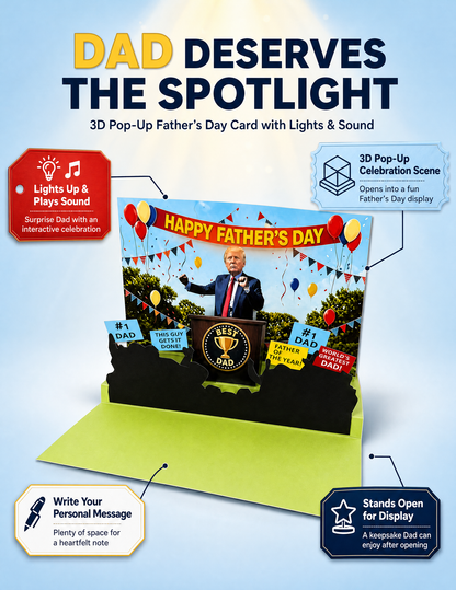 【Funny Father's Day】greeting card, a gift for dad,TalFunny Father's Day greeting card, a gift for dad,Talking Pop-Up Father's Day Card with Lights and Sounds, a unique gift for Father's Day celebration