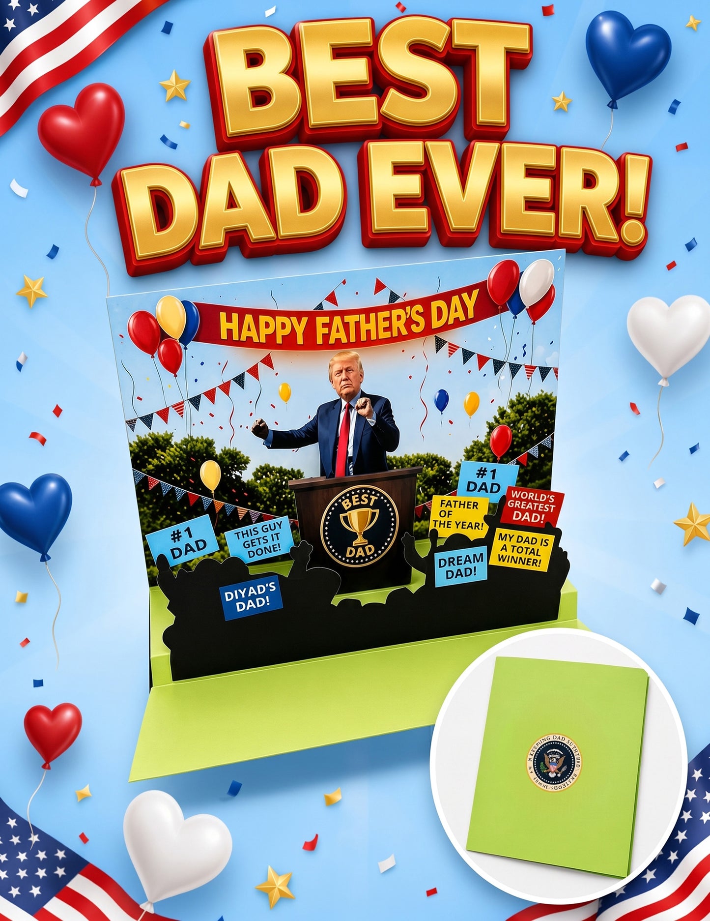 【Funny Father's Day】greeting card, a gift for dad,TalFunny Father's Day greeting card, a gift for dad,Talking Pop-Up Father's Day Card with Lights and Sounds, a unique gift for Father's Day celebration